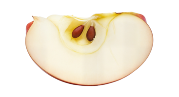 Close up slice of red apple on transparent background png