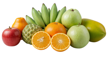 Exotic Fruits Display with Apples Bananas Oranges in Transparency png