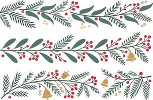 Christmas border design collection with festive seasonal elements vector