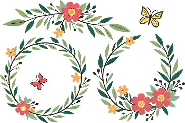 Summer Floral Wreaths and Frames themed artwork