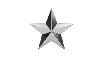 Isolated Five Pointed Star Shiny and Metallic Looking on Transparent Background png