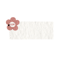 Cute paper notes, journal, to do list, memo sheet stickers, blank diary decor elements for daily planner, Sunday with red flower. png