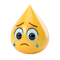 Realistic 3D sad face emoji with teardrop and glossy surface showing expressive eyes. png