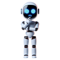 Thinking Robot Character with Confused Face, AI Uncertainty Concept png