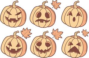 Pumpkin Carving Clipart Set for Halloween vector