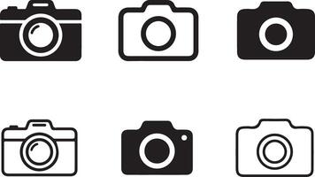 Black Silhouette Camera Icon Collection for Graphic and Web Design Projects vector