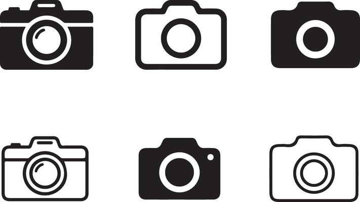 Black Silhouette Camera Icon Collection for Graphic and Web Design Projects