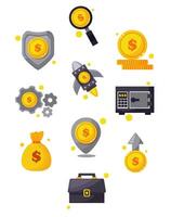 Simple Style Business Investment and Money Finance Element Icon Set vector