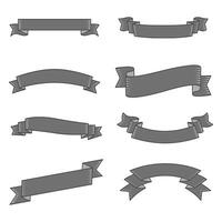 Minimalist Handdrawn Different Ribbon Banner Shape Collection Graphic Elements vector