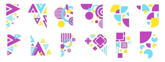 Abstract Geometric Decorative Borders Colorful Shapes Bright Illustration Set vector