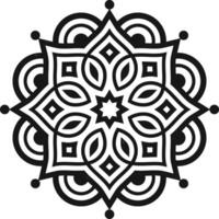 Geometric black and white mandala design vector