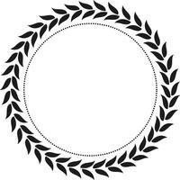 Circular black and white laurel wreath frame vector