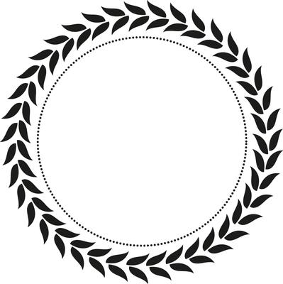 Circular black and white laurel wreath frame