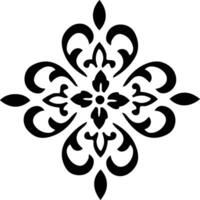 Black and white floral damask design element vector
