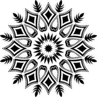 Captivating mandala design radiating elegance and intricate patterns inviting contemplation and balance stark black ink vector