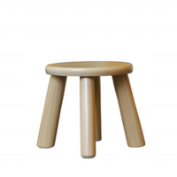 A simple, modern wooden stool with three legs, featuring a natural finish, ideal for various home decor settings. png