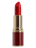 Bright red lipstick in elegant gold case perfect for enhancing beauty and style for various occasions and makeup looks png