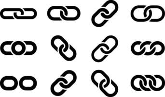 illustration of various black chain link graphics isolated on a white background for design concepts. vector