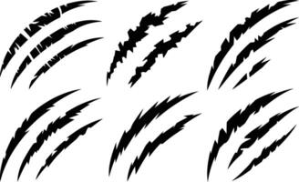 Collection of black claw marks or scratch marks illustration for graphic design elements vector