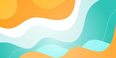 Abstract colorful green and orange wave fluid banner background. Simple wave fluid shapes pattern on bright white color background. vector