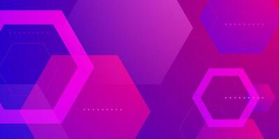 Abstract colorful gradient purple and blue hexagonal background. Hexagon pattern overlap shapes design. vector