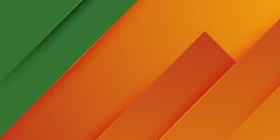 Abstract colorful orange and green overlap banner background. Papercut color shape pattern with shadow and lights design. vector