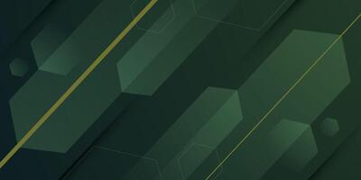 Abstract dark green overlap arrow shapes background. Simple dynamic color hexagonal pattern design. vector