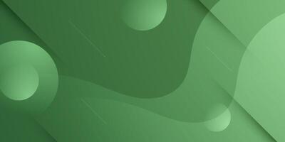 Abstract colorful green wave background. Minimal dynamic color wave pattern with shadow. vector