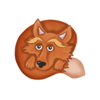 children's orange fox color cartoon hand drawn illustration png