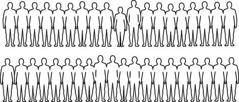 A simple illustration depicting a crowd of silhouetted people in rows representing diversity and inclusiveness vector