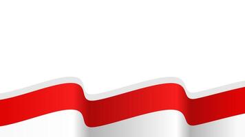 white background with wavy Indonesian flag at the bottom, suitable for independence banner vector