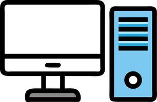 Desktop computer system illustration with a monitor and tower in design vector