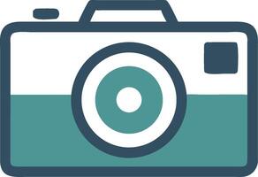 Flat modern camera icon with teal and white color scheme vector