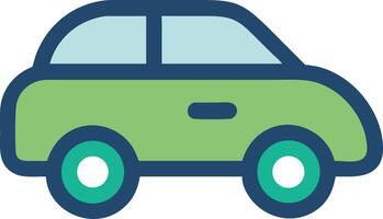 Green car illustration in a modern flat design with detailed outlines vector