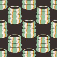 Ceramic vase seamless pattern with abstract design. Cartoon illustration isolated on a black background. vector