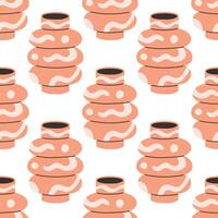 seamless pattern of ceramic vase with abstract design. Cartoon illustration isolated on a white background. vector