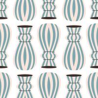 Seamless pattern of blue ceramic vase with abstract design. Cartoon illustration isolated on a white background. vector