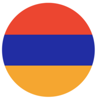 Flag of Armenia in circle. Circle shape, button, design element. png