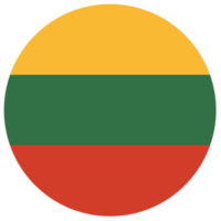 Flag of Lithuania isolated in circle shape. Button, icon, banner, emblem of Lithuania. png