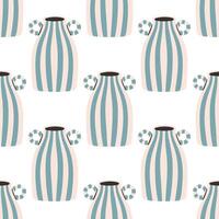 Simple seamless pattern of ceramic vase with abstract design. Cartoon illustration isolated on a white background. vector