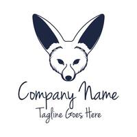Cute Funny Fennec Fox Head Face Illustration Logo Design vector