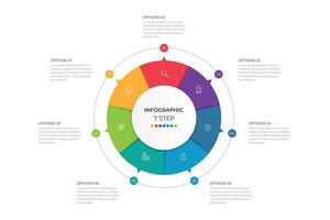 Business visualization infographic circle design template with 7 options, steps or processes. Business presentation. vector