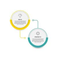 Business infographic design template. 2 step option process diagram. flow chart circle synchronization vector