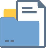 Blue folder with document icon illustrating data and information vector