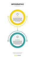 Business education infographic portrait view with 2 shape connected line. Two Round color is yellow and green. vector