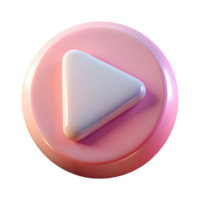 3d play button, glossy multimedia icon, or audio control, isolated on transparent background png