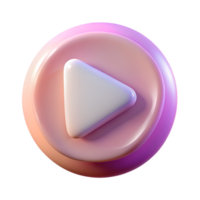 3d rendered play button icon with glossy pink and purple gradient, modern media player symbol, ui element png