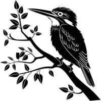 illustration of a wild black bird on a tree branch, perfect for a nature-inspired logo or tattoo vector
