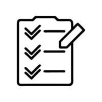 Checklist document icon with multiple tick marks and a pen vector
