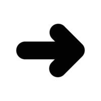 Rounded edge black arrow icon pointing right on white background vector